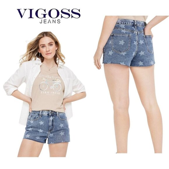 NWT Vigoss® Stars ACE 3" High Rise Denim Shorts | Size 26 - Picture 1 of 15